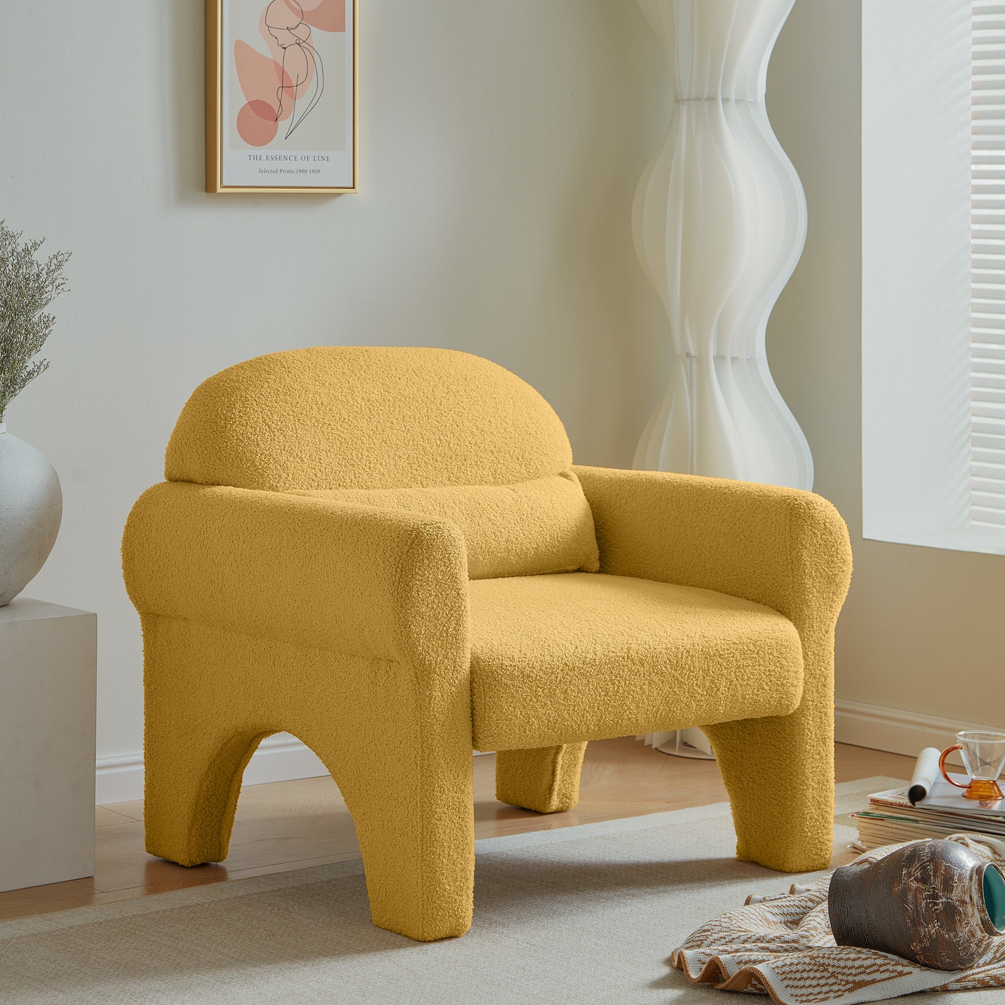 Fauteuil d'appoint moderne en boucle avec coussin lombaire pour salon