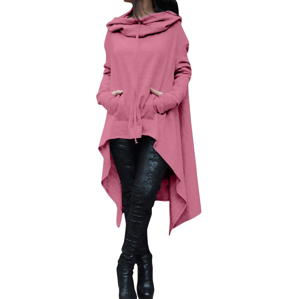 Women's New Solid Color Long Hooded Sweater