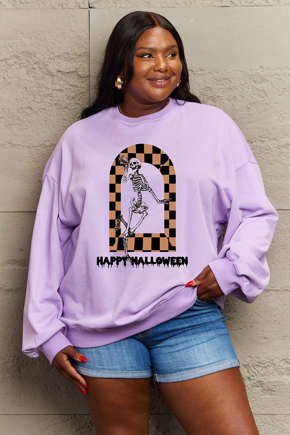 Sudadera con gráfico de HAPPY HALLOWEEN en tamaño completo de Simply Love