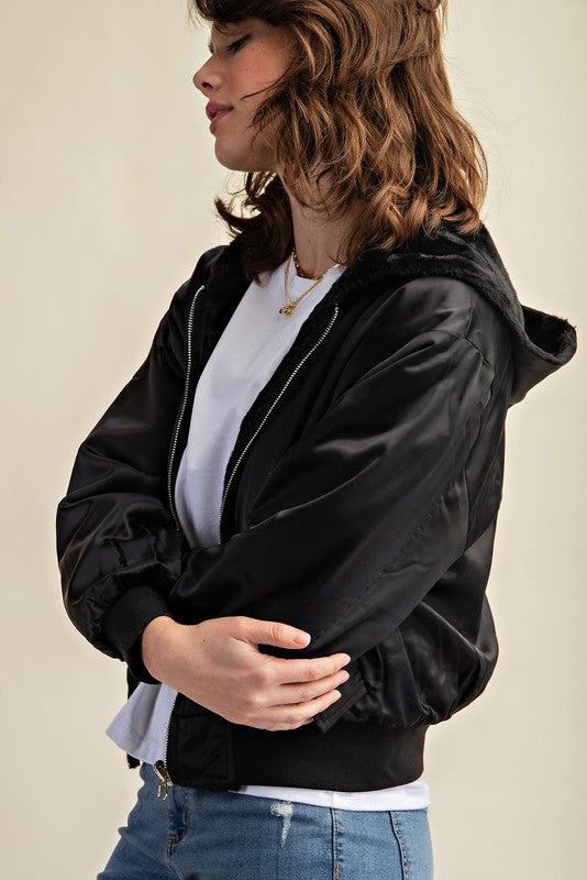 CHAQUETA BOMBER REVERSIBLE CON FORRO DE PELO PARA TODO CLIMA