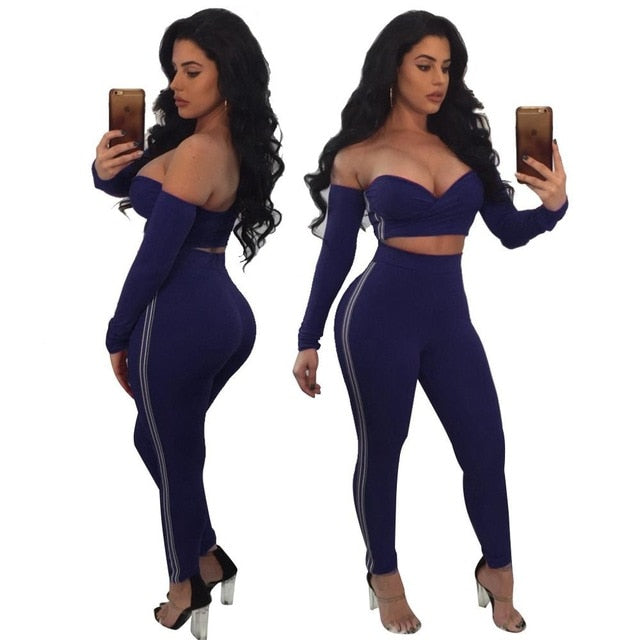 Ensemble deux pièces sexy Hauts courts Pantalon crayon Survêtement femme grande taille Ensembles deux pièces pour femmes Tenues de mode