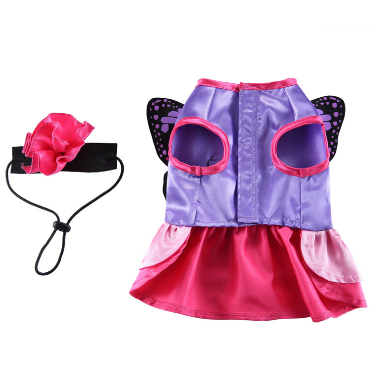 Suministros para mascotas Ropa para perros Vestido de Navidad Ropa de Halloween para mascotas Falda de hada de mariposa linda y divertida (alas desmontables) 