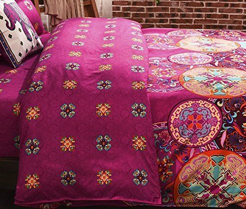 High BOHO printed duvet cover set pillowcase queen  4pcs cartoon  quilt cover