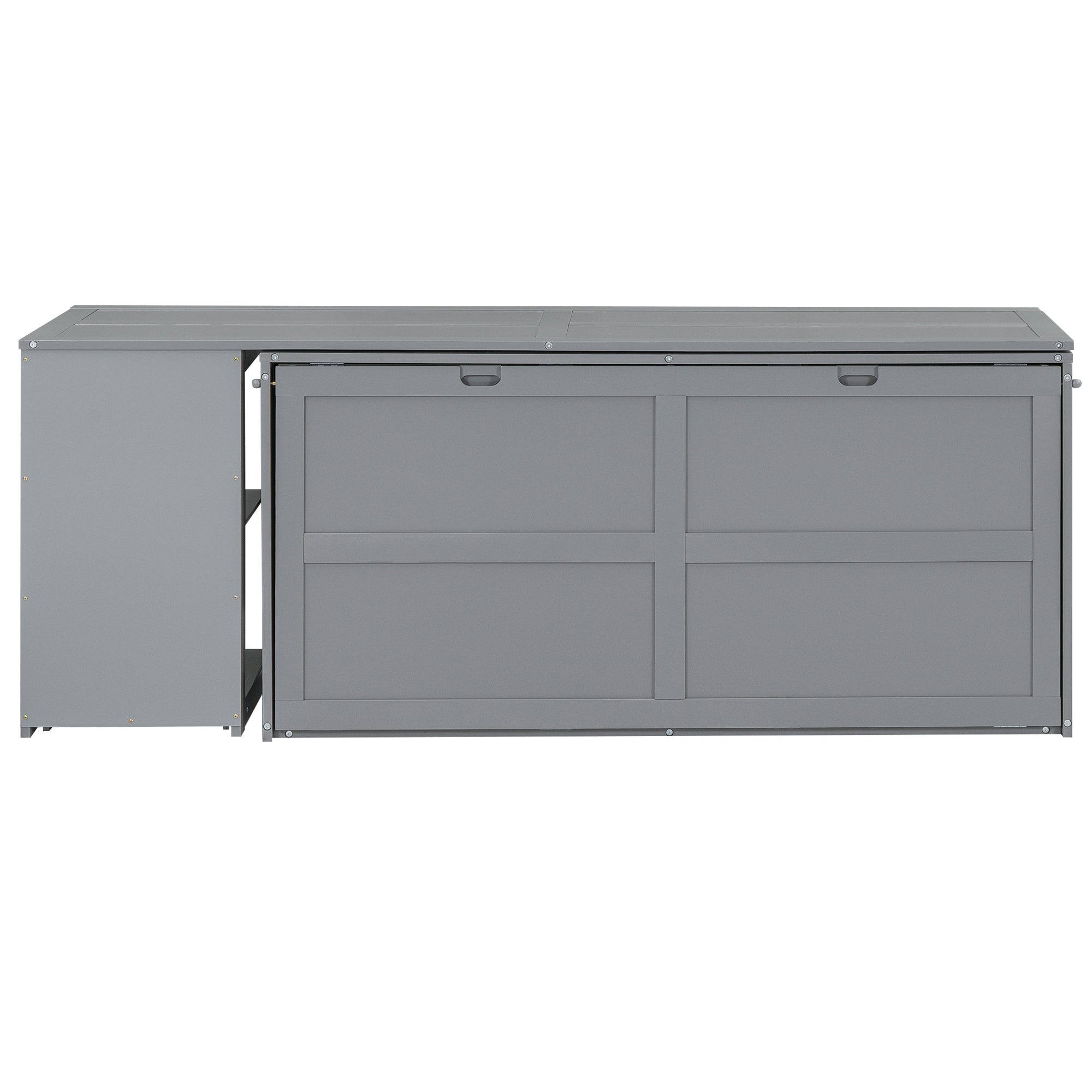 Queen Size Murphy Bed with Rotable Desk  Gray