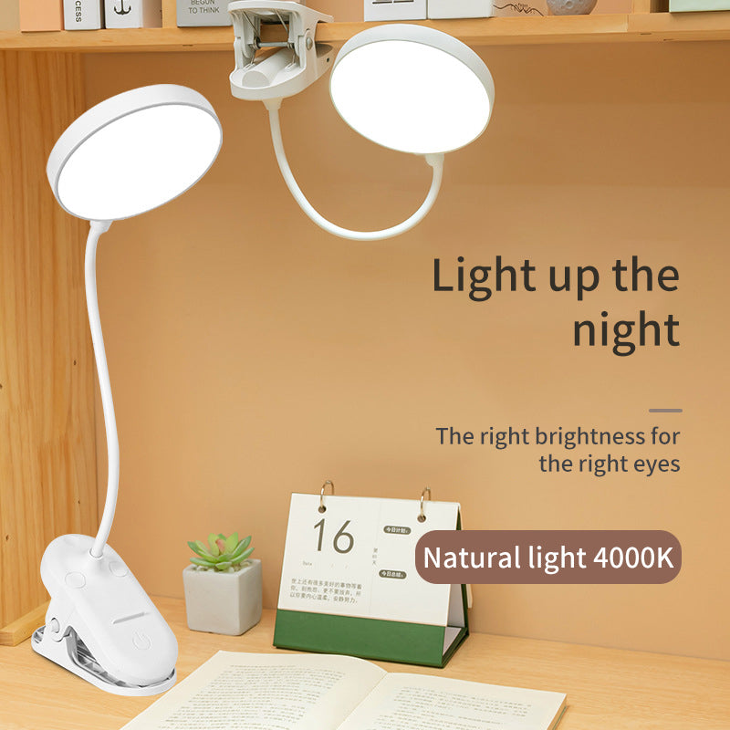 Lampe de bureau à pince pour étude avec dortoir étudiant, lampe de protection des yeux à domicile, lampe de chevet LED rechargeable pour chambre à coucher