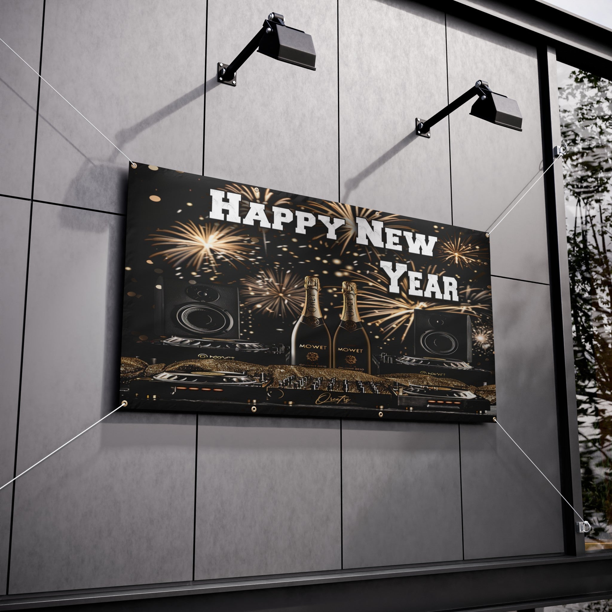 Qreatrz Happy New Year Vinyl Banner