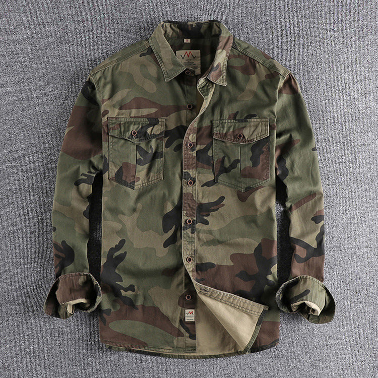 Chemise à manches longues délavée camouflage American Tooling pour hommes