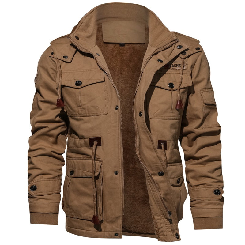 Chaquetas de lana de invierno para hombre de Mountainskin, abrigo cálido con capucha, ropa exterior gruesa térmica, chaqueta militar para hombre, ropa de marca para hombre 