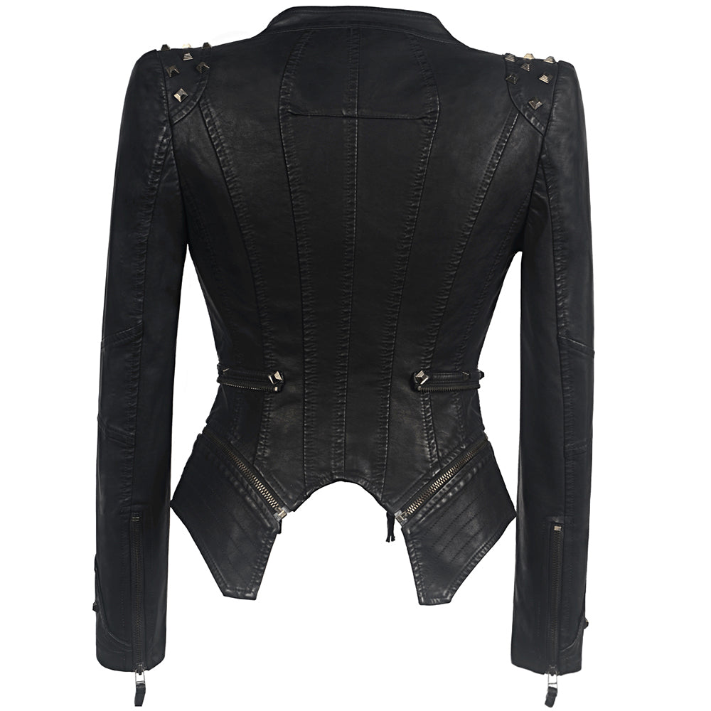 Veste Femme Simili Cuir PU Veste Hiver Automne Noir Moto Veste Vêtements D'extérieur Gothique Simili Cuir Manteaux Chaqueta