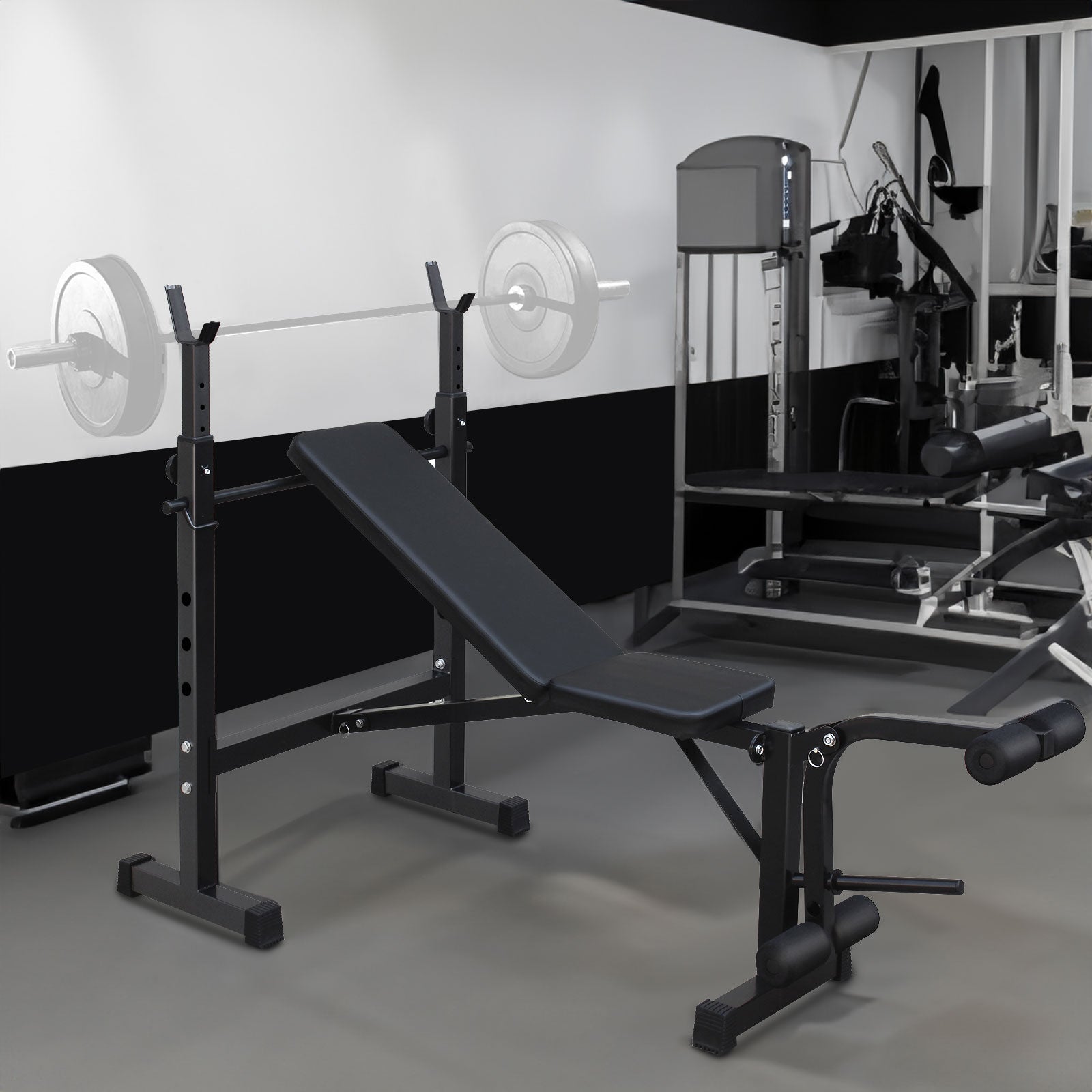 Banc de musculation olympique avec support à squat et banc pour entraînement complet du corps à domicile