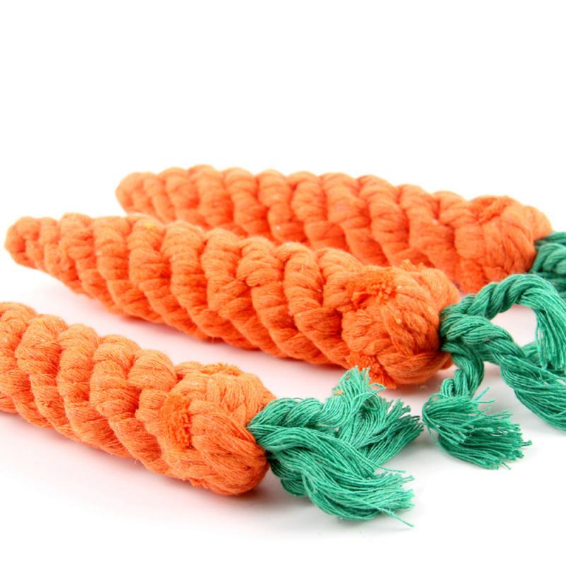 Funny pet toy carrot pet dog toy 24 cm long woven cotton rope puppy chew toy