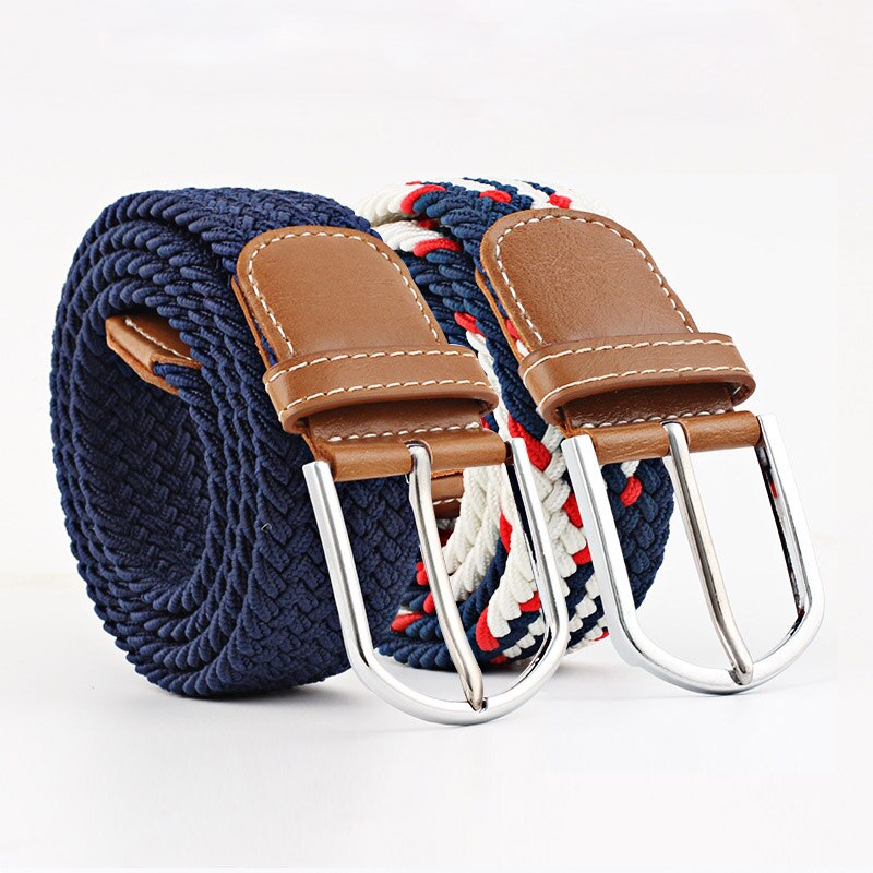 Women Belt Striped Elastic Men Belt Casual Fashion Jeans Dress Pin Buckle Waist Belts