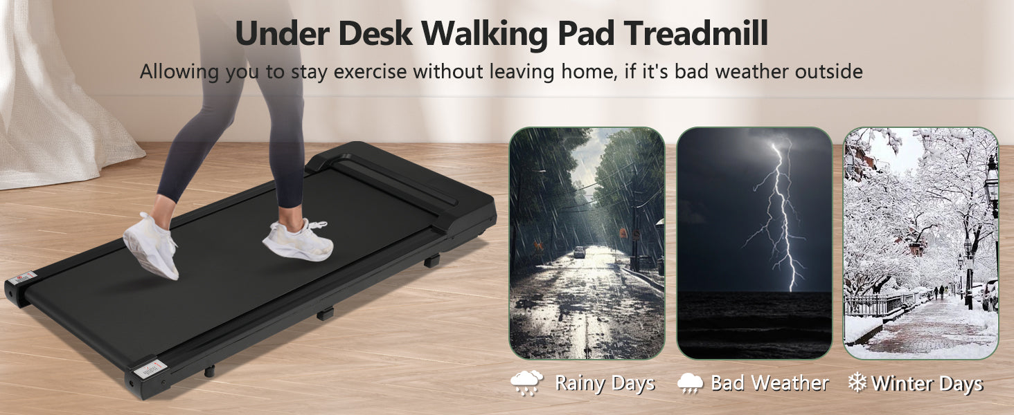 New 8.10 Walking Pad Under Home Desktop Treadmill -2.5HP Walking Treadmill 0.6-4MPH 300LBS Capacity Remote Control Battery