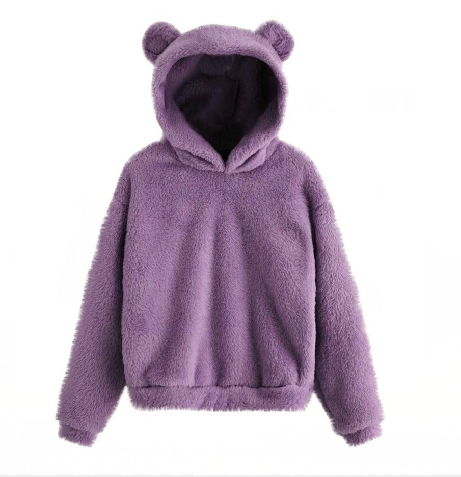 Pull à capuche chaud en peluche avec oreilles de lapin pour l'automne et l'hiver