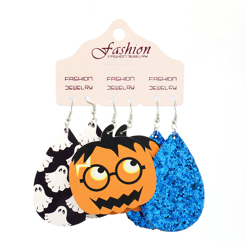 Boucles d'oreilles pendantes en forme de larme sur le thème d'Halloween