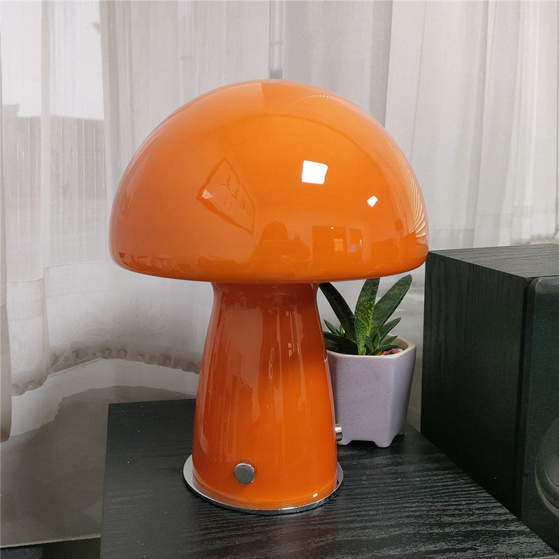 Table Lamp Ins, Blogger Orange Glass Mushroom Lamp, Home Stay Decoration Atmosphere Lamp, Bedroom Bedside Lamp