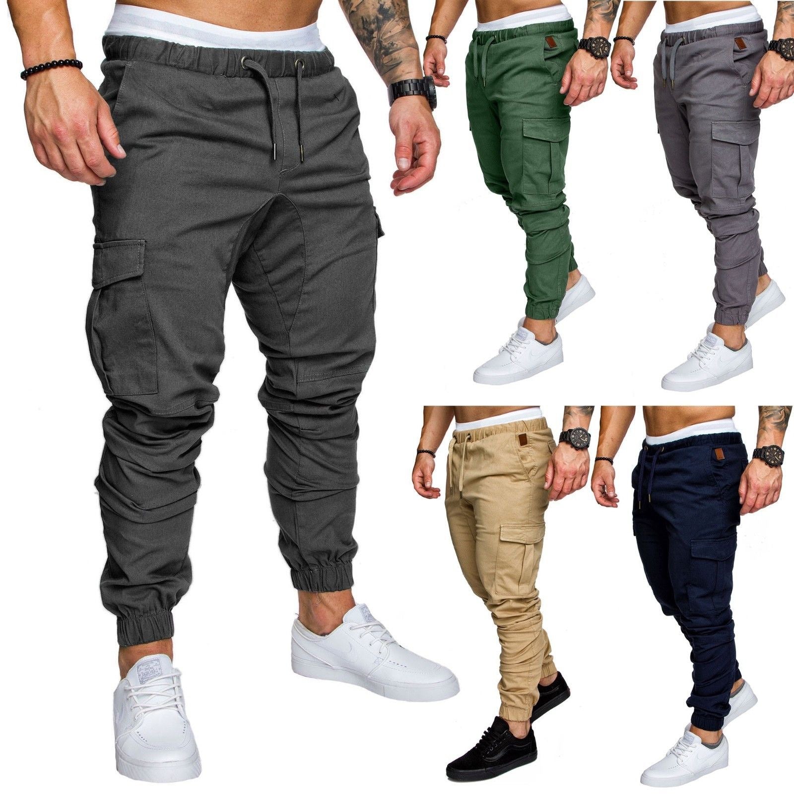 New Workwear Multi Pocket Pants Men's Woven Fabric Casual Pants Leggings Men's