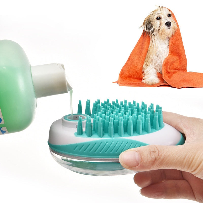 Pet Dog Bath Brush Comb Pet SPA Massage Brush Soft Silicone Dogs Cats Shower Hair Grooming Cmob Dog Cleaning Tool Pet Supplies