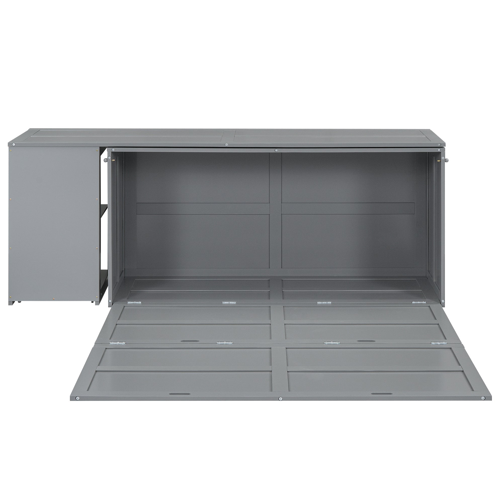 Queen Size Murphy Bed with Rotable Desk  Gray