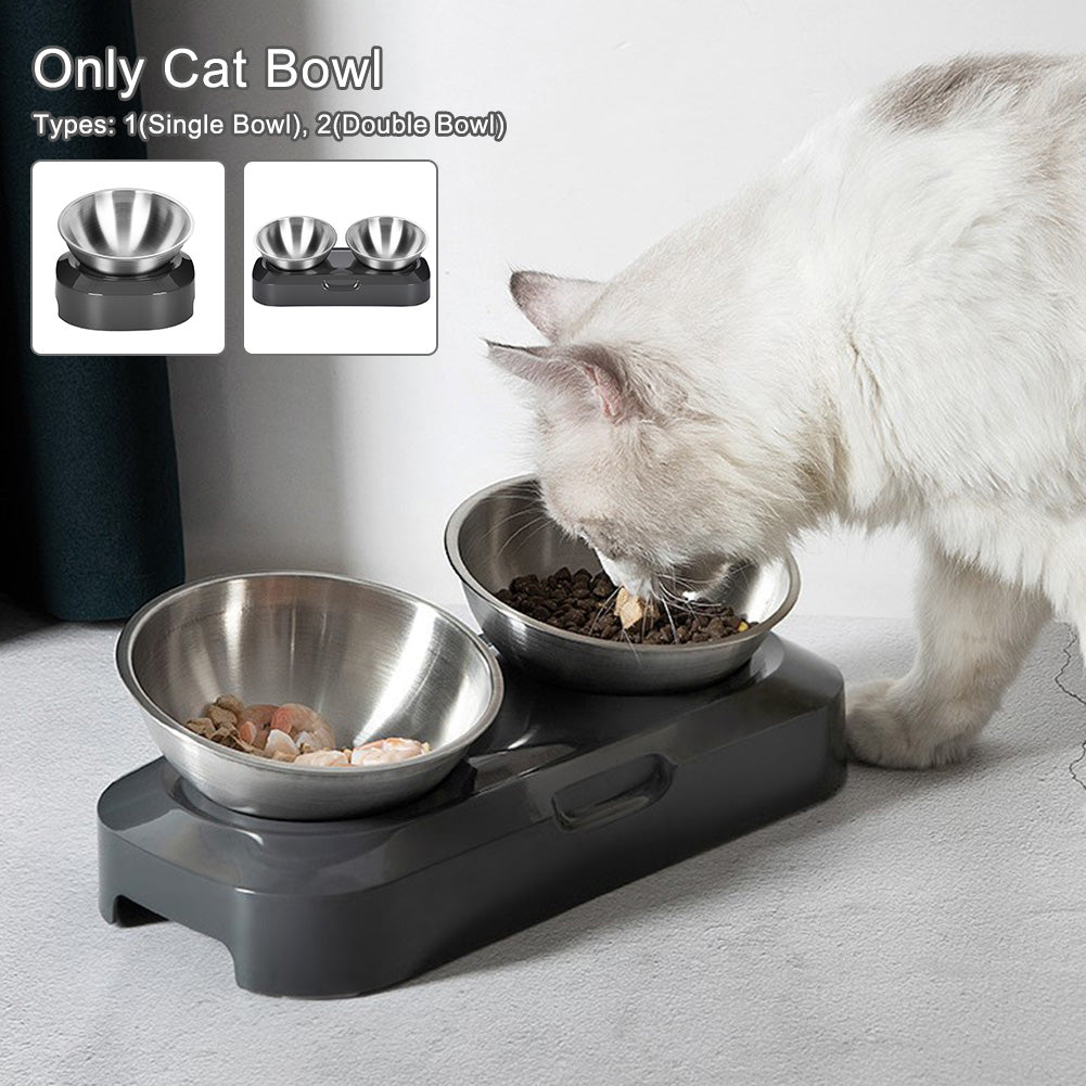 Pet Stainless Steel Bowl Pet Stainless Steel Double Bowl Cat Food Basin Single Bowl Double Bowl Cat Supplies Pet Double Bowl