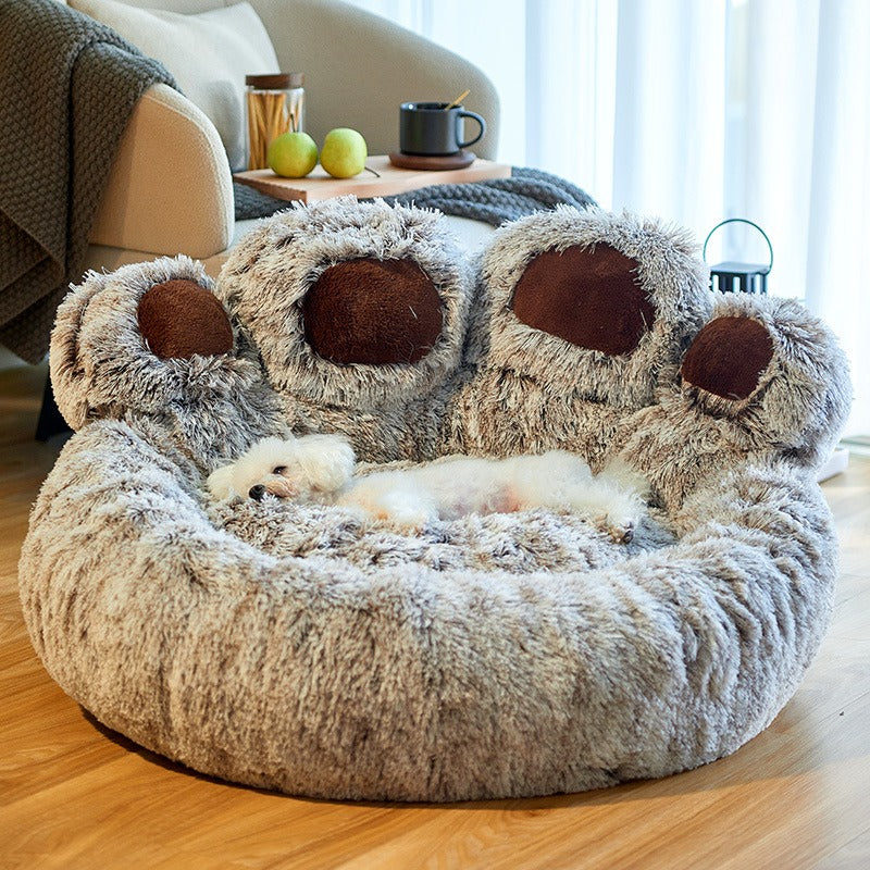 Niche pour chien d'hiver chaude et profonde pour petits chiens - Matelas en peluche amovible et lavable - Fournitures pour animaux de compagnie