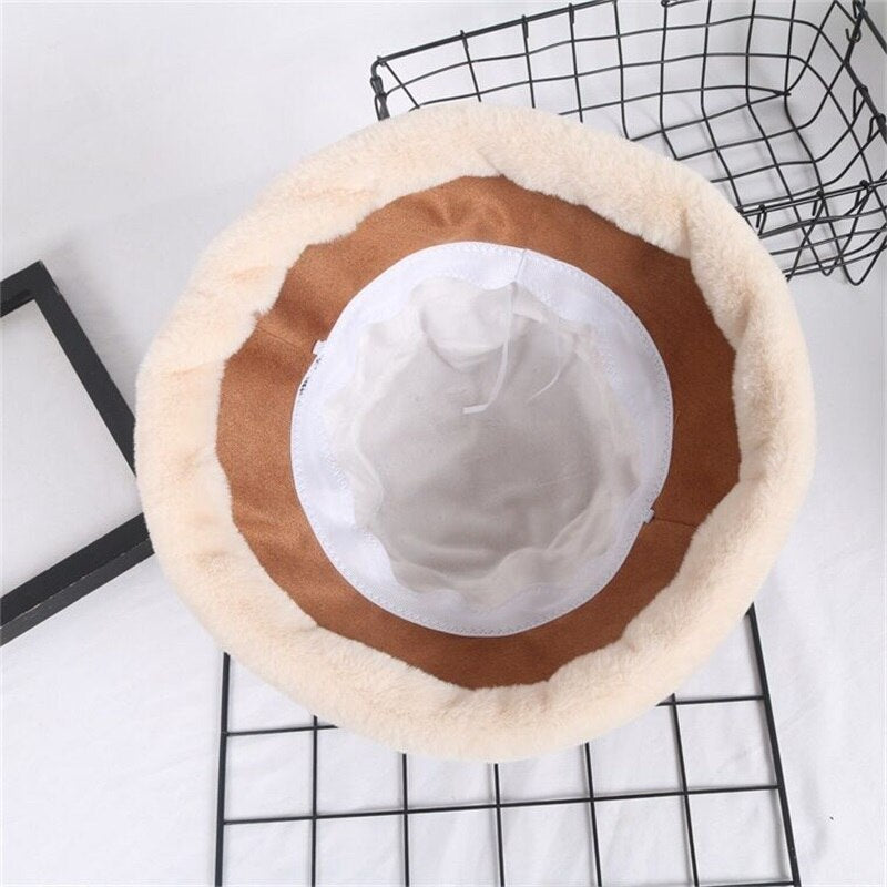 Autumn Winter Bucket Hats Women Corduroy Panama Hat Thick  Warm Plush Fisherman Cap For Girl crimping Basin Hat kapelusz