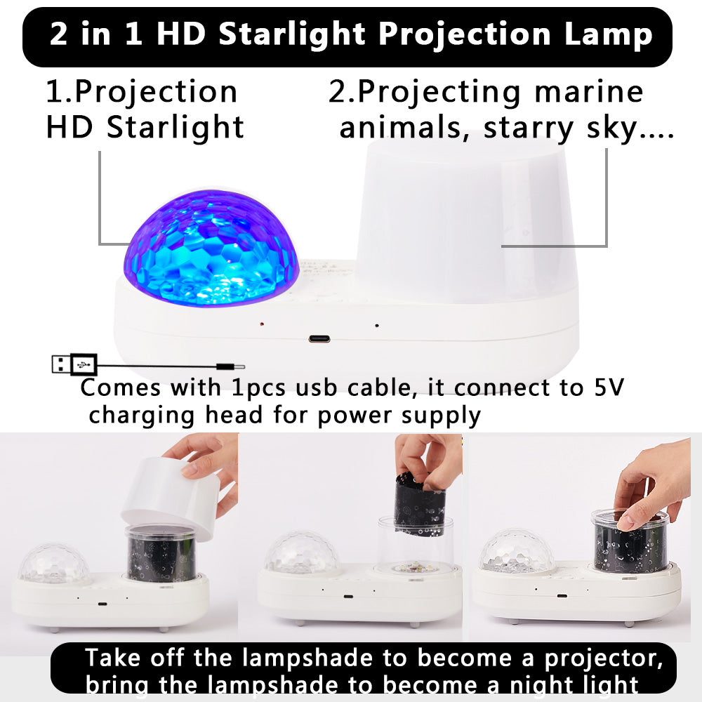 LED New Ocean Rotating Projection Lamp Bedroom 3D Starry Atmosphere Lamp Children Double Starry Sky Lamp