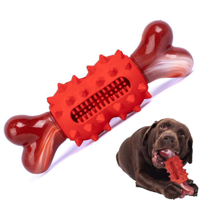 Juguete para mascotas con hueso de nailon de goma resistente a las mordeduras para limpiar los dientes