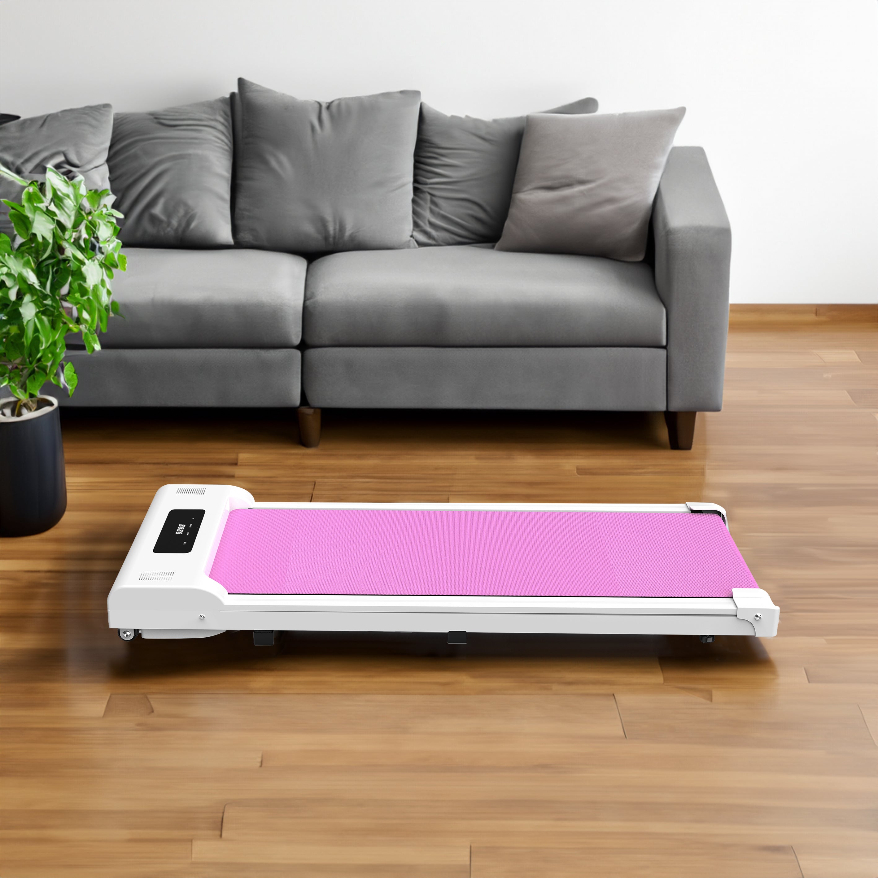 Tapis de course sous table, tapis de marche, jogger portable avec écran LED à distance (265 livres) - rose