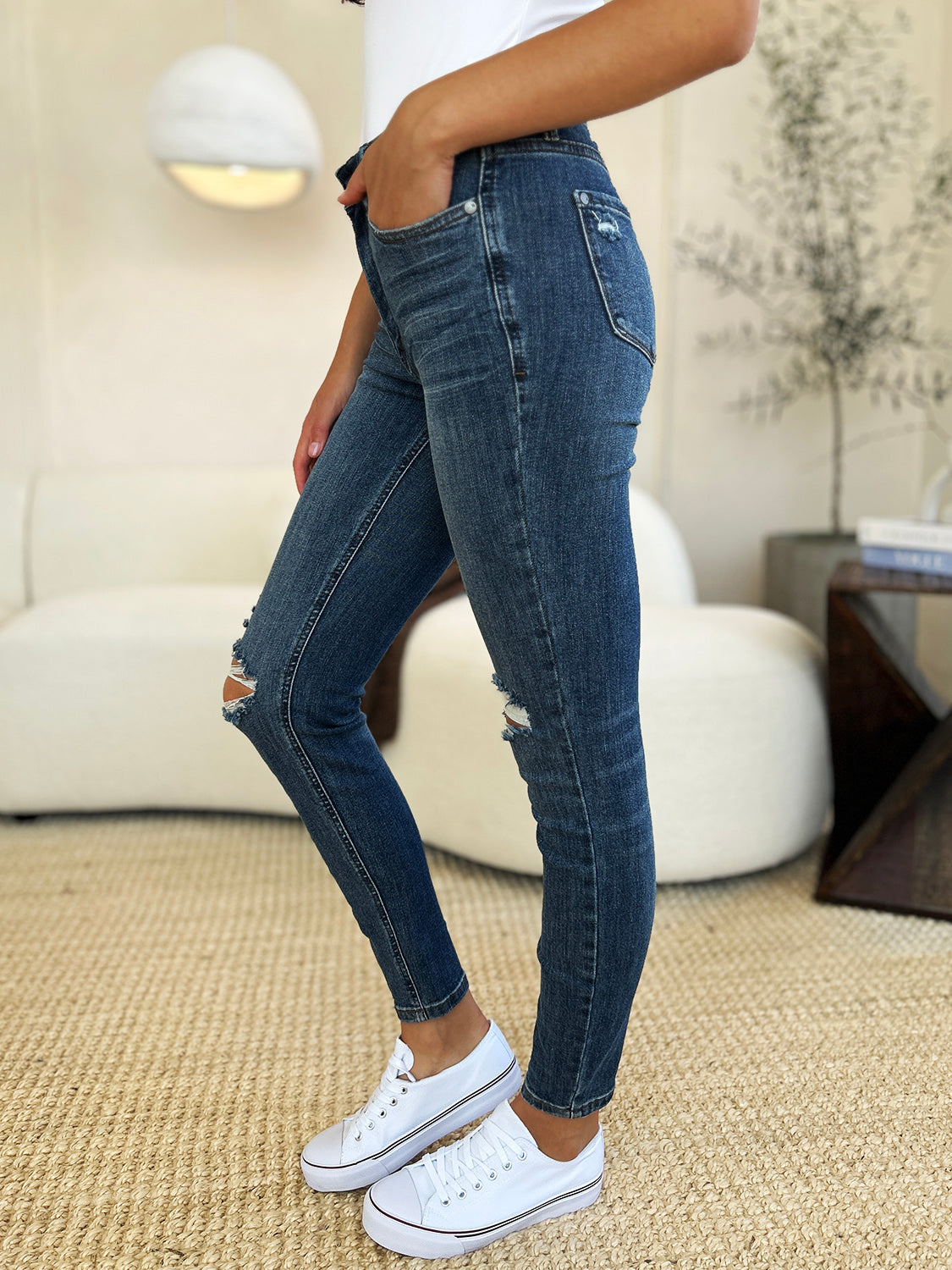 Jean slim taille mi-haute bleu Judy