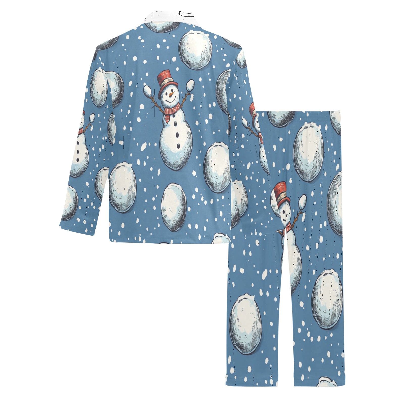 QREATRZ Snow Time Men's V-Neck Long Pajama Set