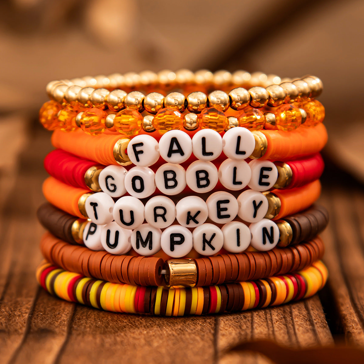 Thanksgiving letter soft ceramic bracelet ins style acrylic bead Bracelet set