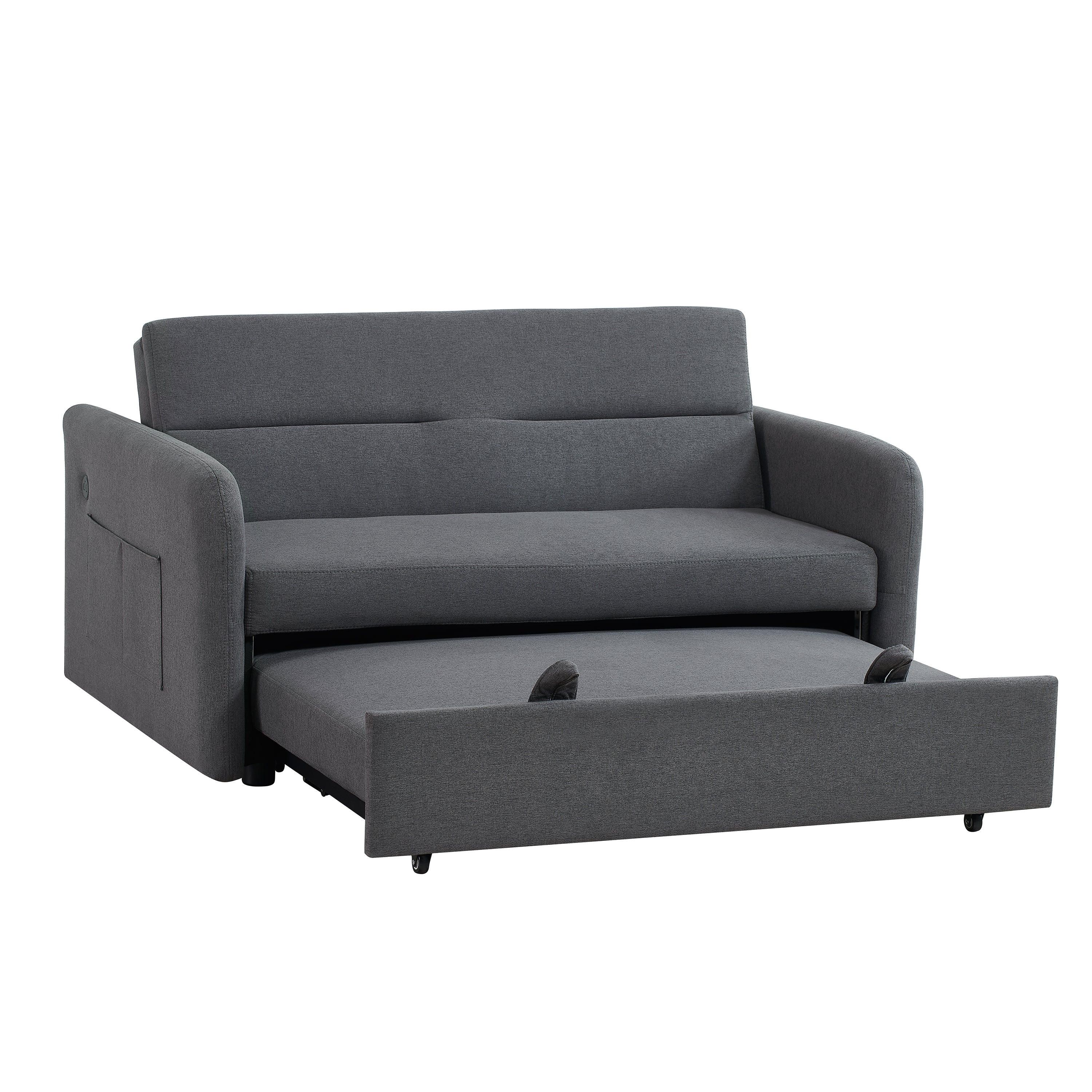 Twins Sofa Bed Grey Fabric