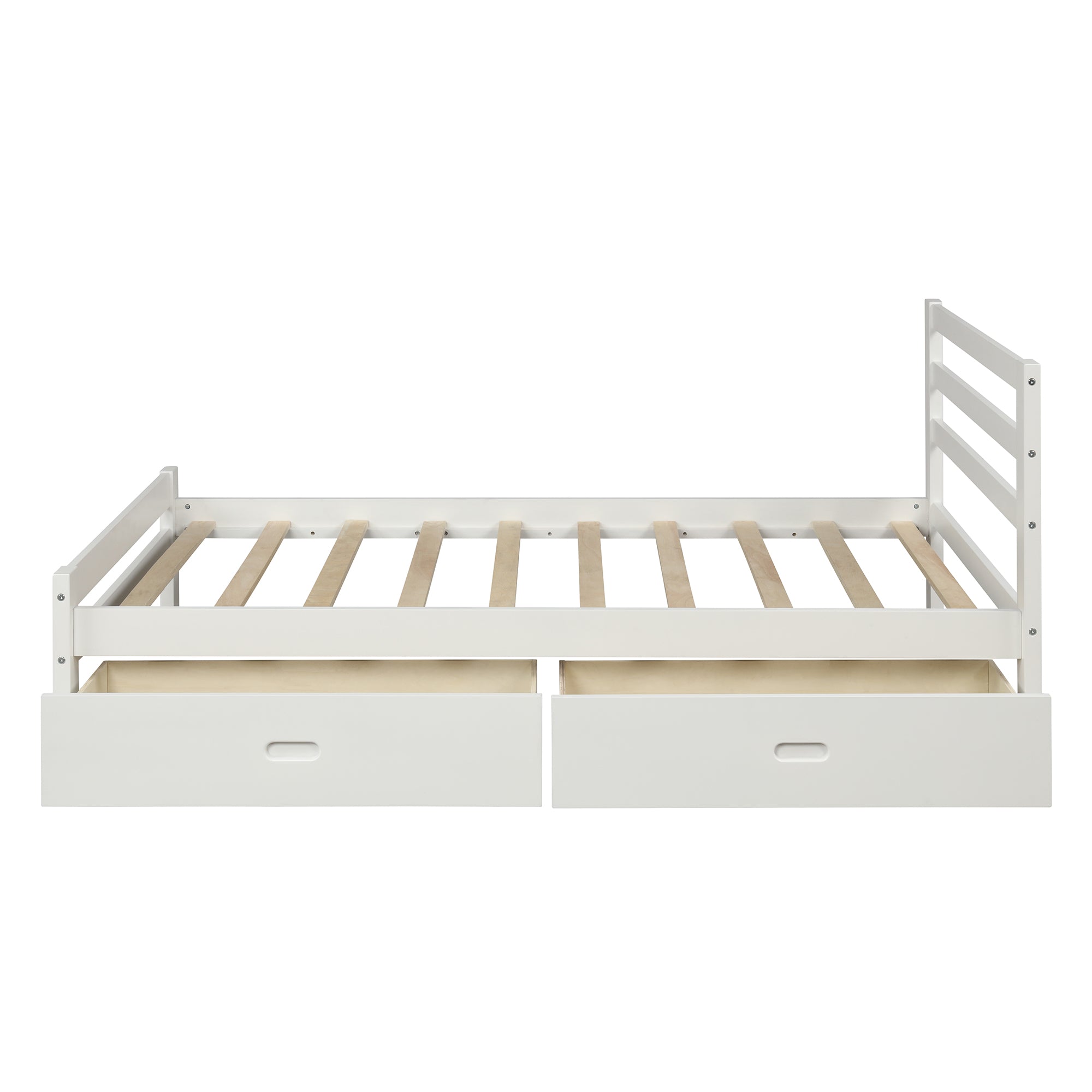 Wood platform bed with two drawers twin (white)