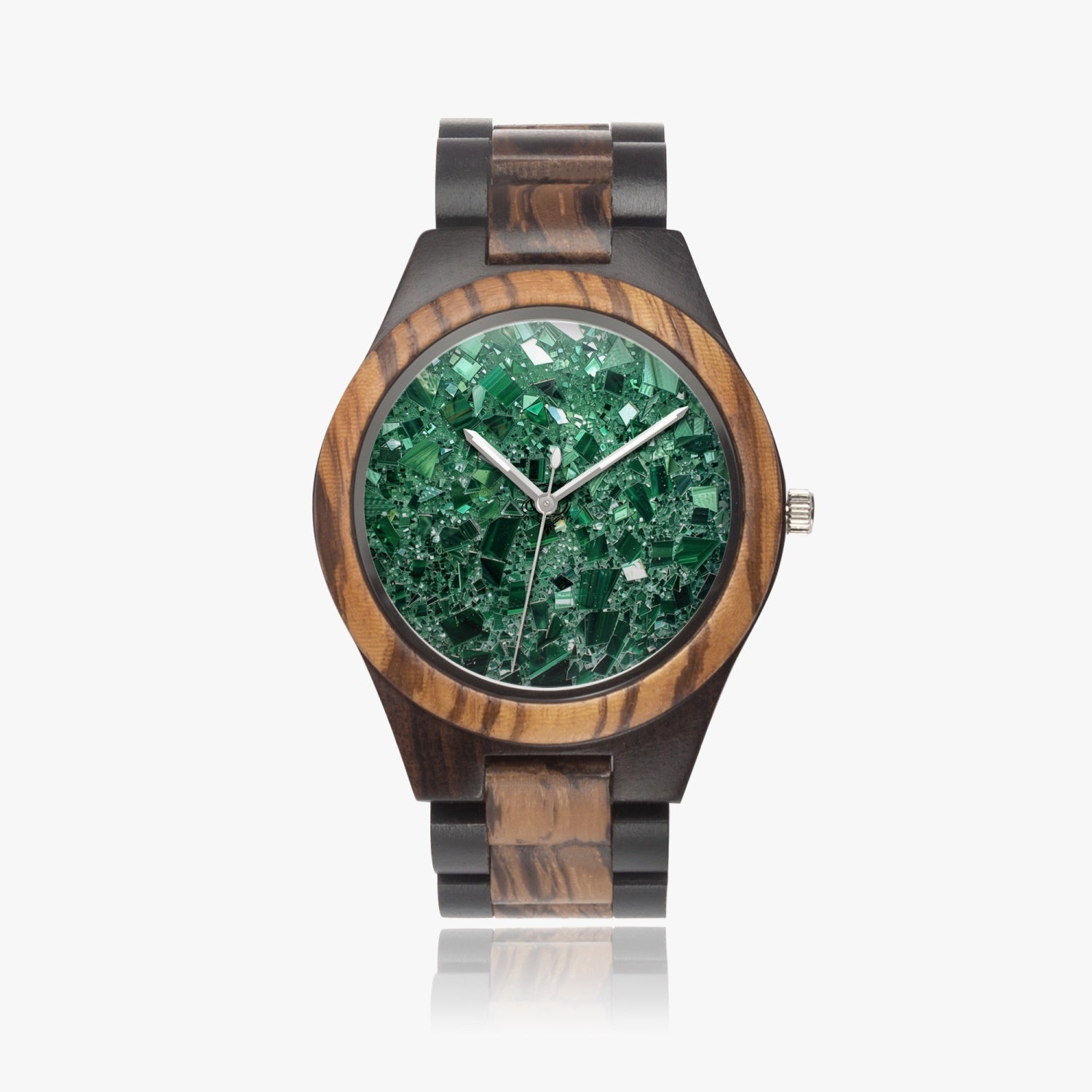 Montre en bois d'ébène indien Fields of Emerald