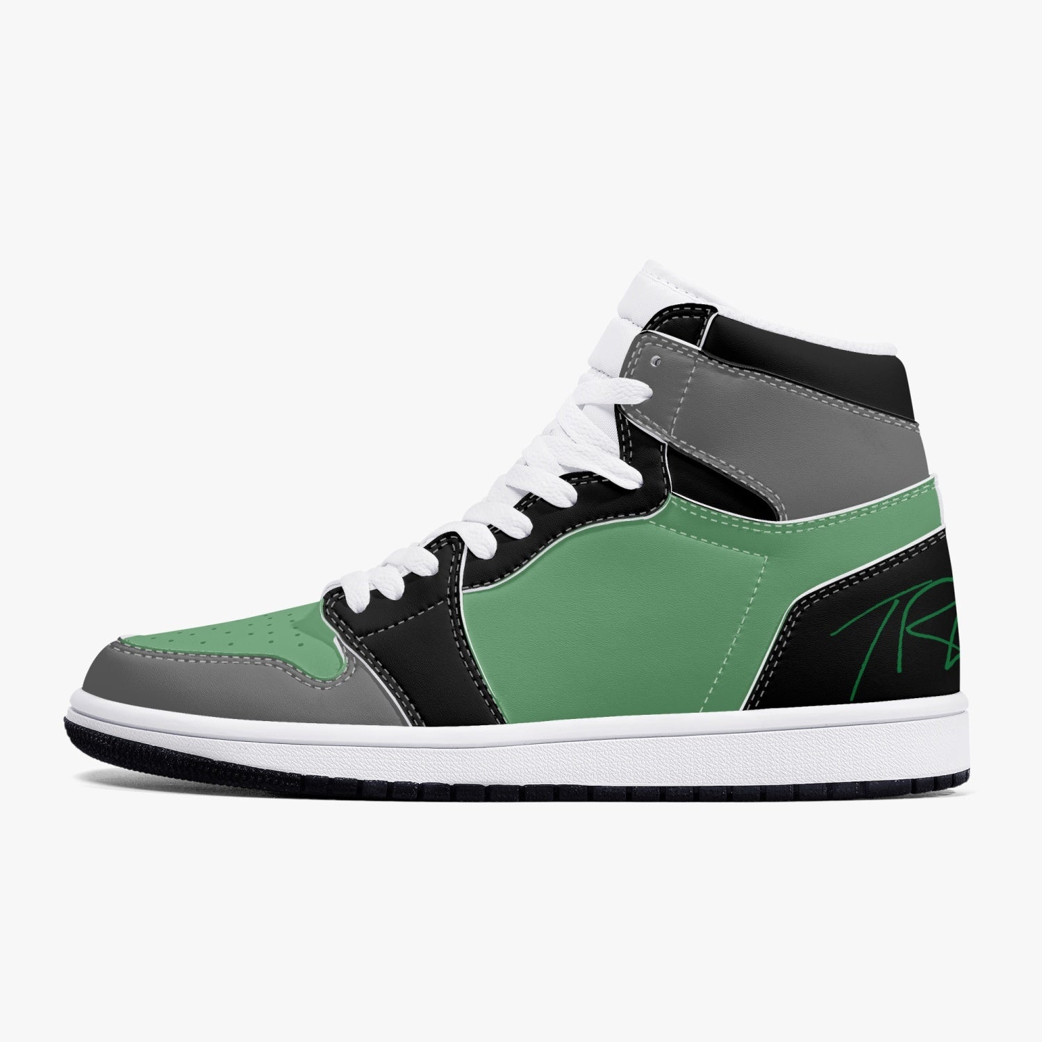 Baskets montantes en cuir noir et vert TREADZ neuves 