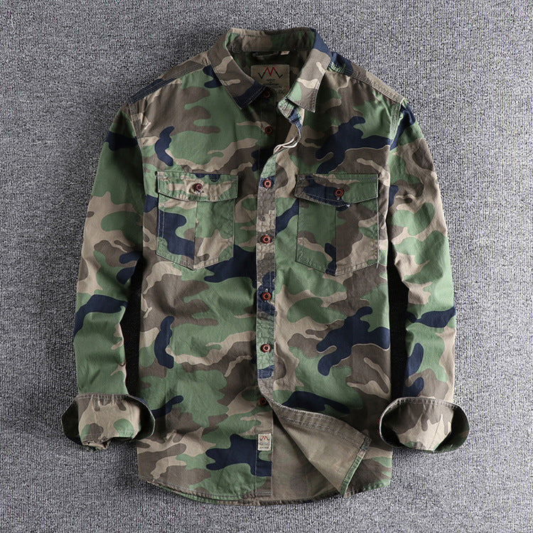 Chemise à manches longues délavée camouflage American Tooling pour hommes