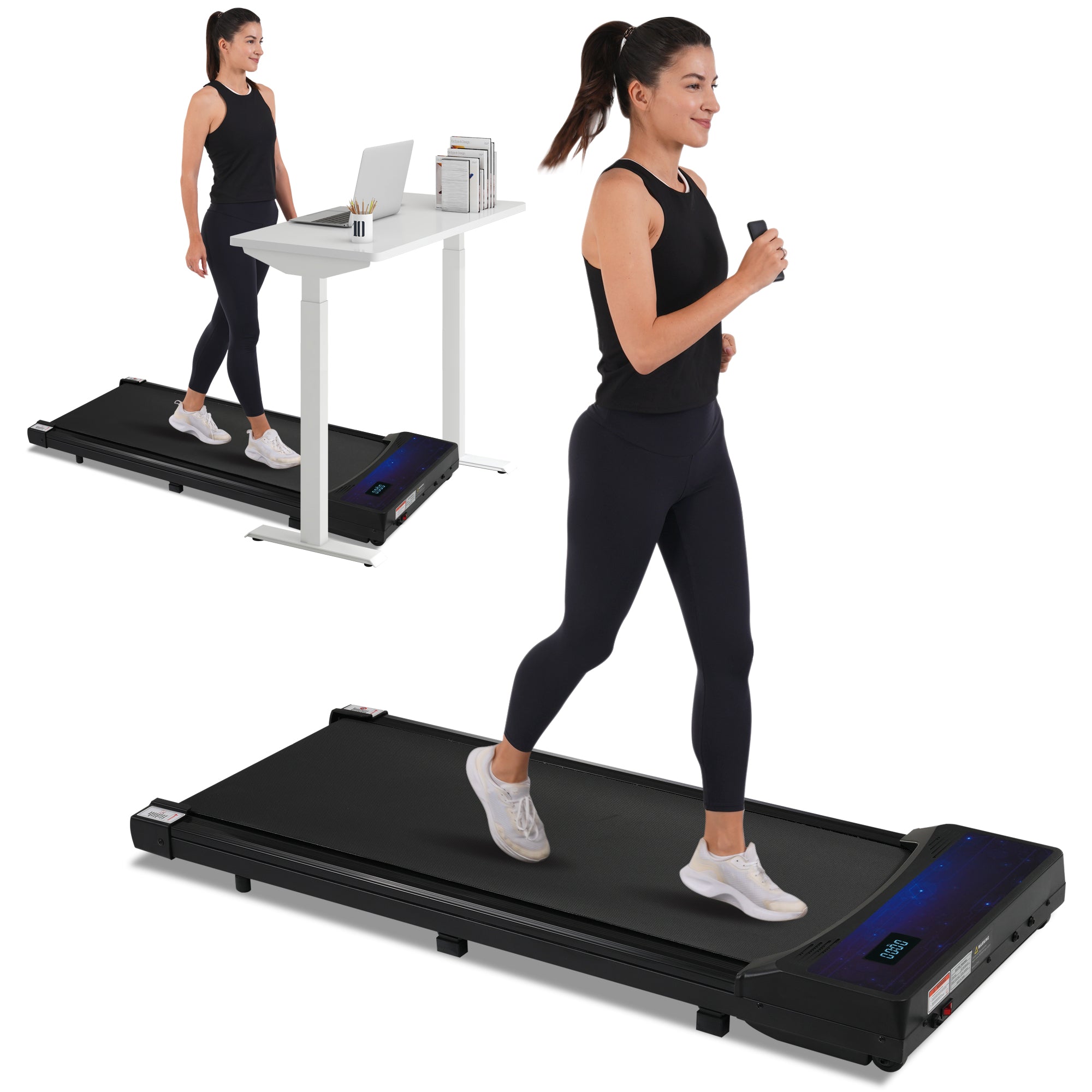 Nouveau tapis de marche 8.10 sous le tapis de course de bureau à domicile - Tapis de course de marche 2,5 CV 0,6-4 MPH Capacité de 300 LBS Télécommande Batterie