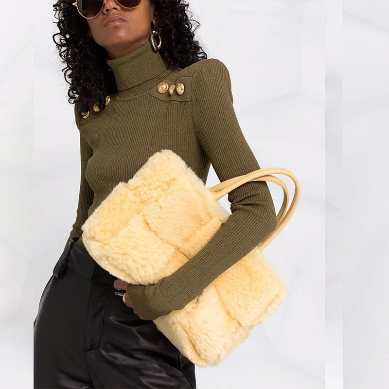 New Classic Turtlenecks Pullovers Long Sleeve Gold Buckle Sweater Women Winter Fall Casual Elasticity Knitting Top