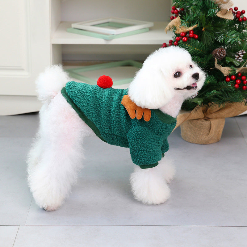 Ropa para perros Otoño/Invierno Ropa para mascotas Nuevo osito de peluche Ropa para perros pequeños Suéter de árbol de Navidad de invierno 