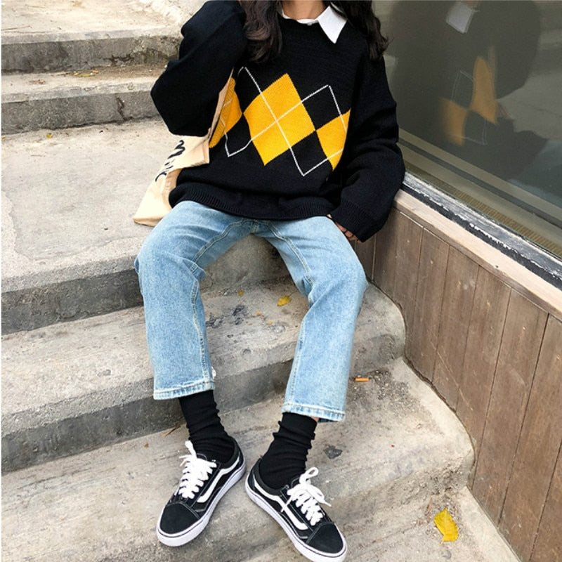 Women Knitted Sweater Fashion Oversized Pullovers Ladies Winter Loose Sweater