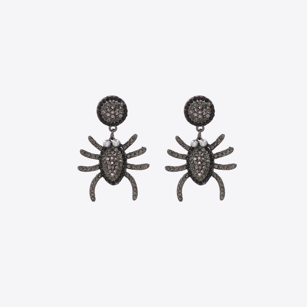 Pendientes de aleación con diamantes de imitación y forma de araña