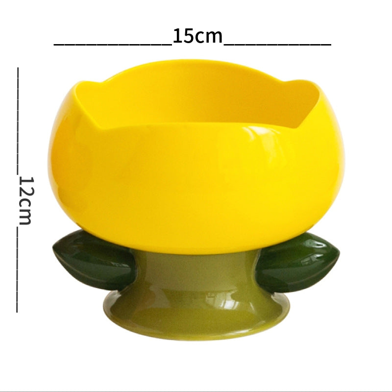 Cat Bowl Pet Flower Ceramic High Foot Food Bowl