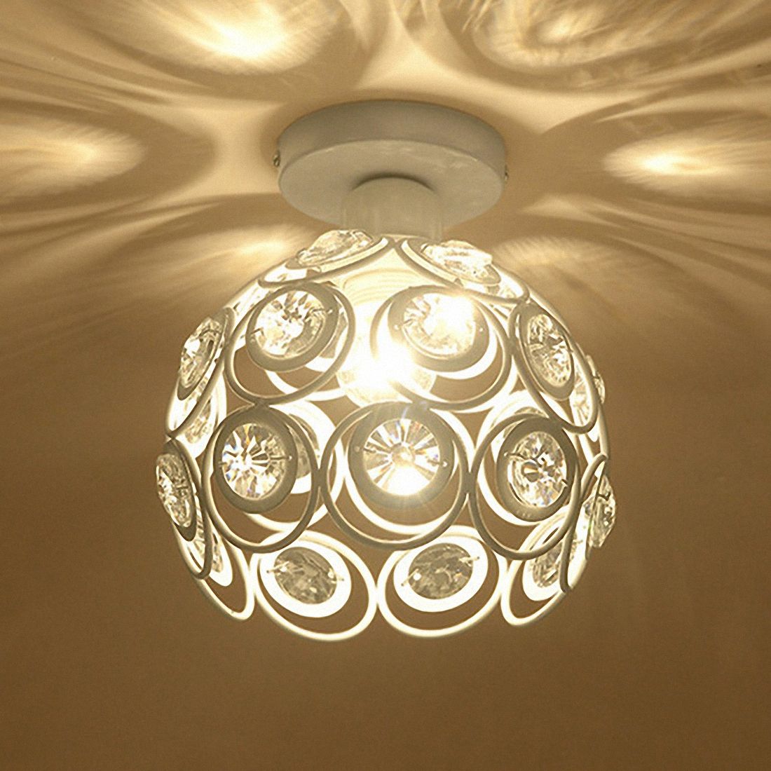 E27 Creative Crystal Minimalist Ceiling Light Simple Ceiling Lamp Chambre Allée Simple Européenne Blanc Fer Lampe Cristal Lampe