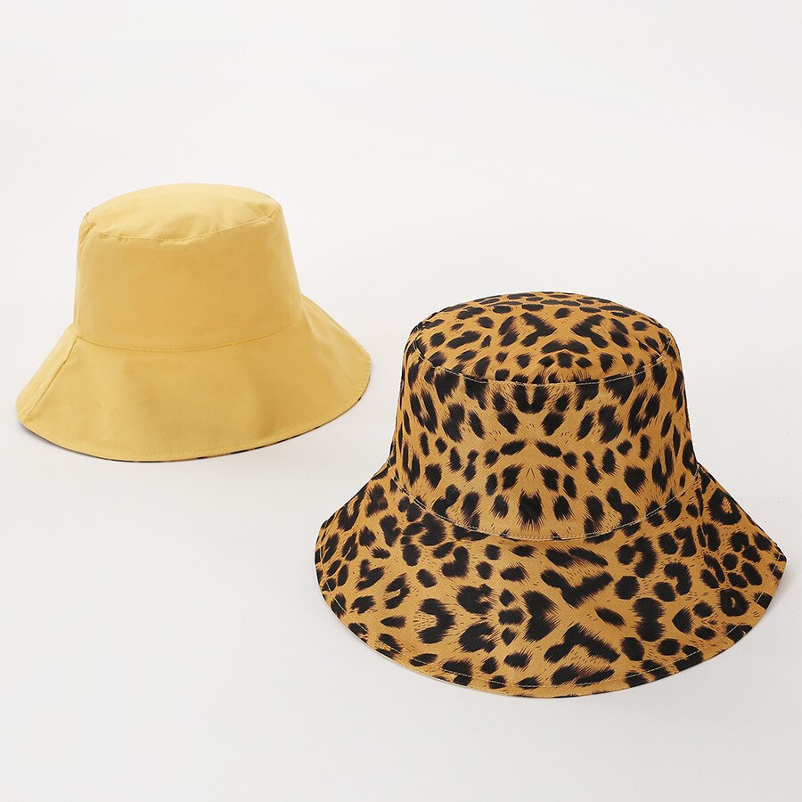 Chapeau seau léopard noir à deux côtés pour femmes et hommes, chapeau de soleil réversible Panama, chapeau d'été pour dames, protection solaire de plage, chapeaux de pêcheur 