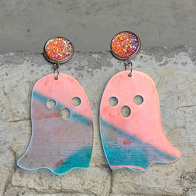 Boucles d'oreilles pendantes en acrylique en forme de fantôme