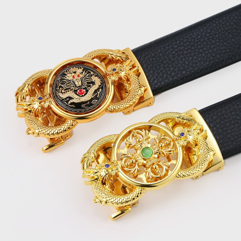 Year of the Loong automatic belt buckle leather belt