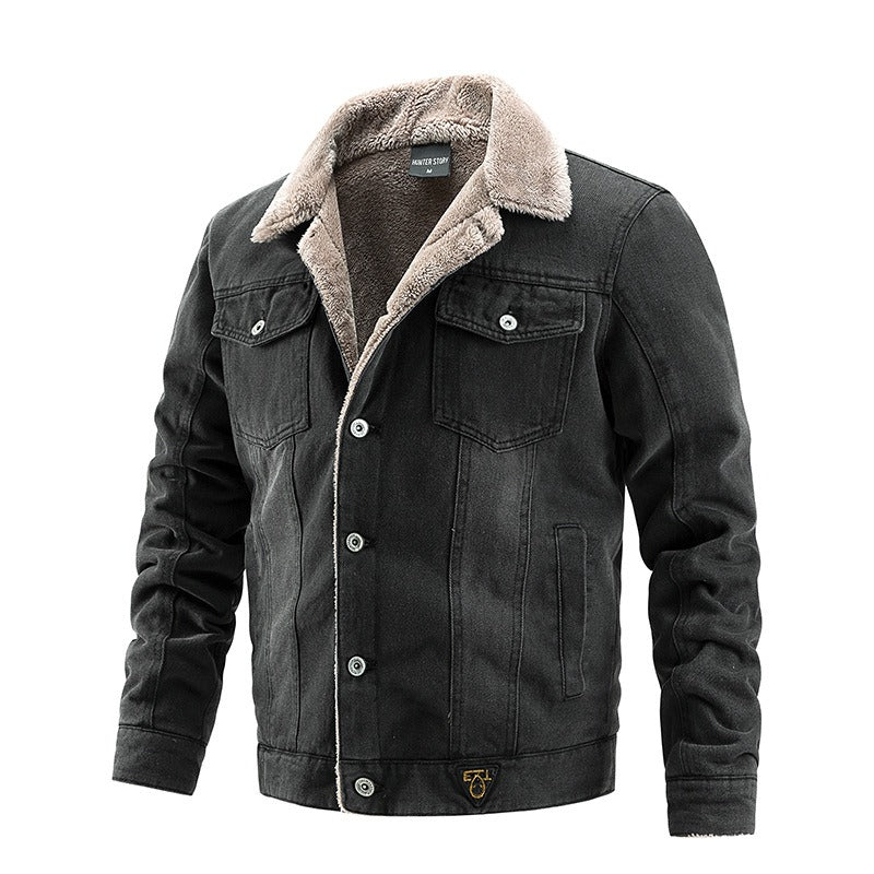 Men's Denim Coat Autumn Winter Jacket Plush Casual Fashion Trend