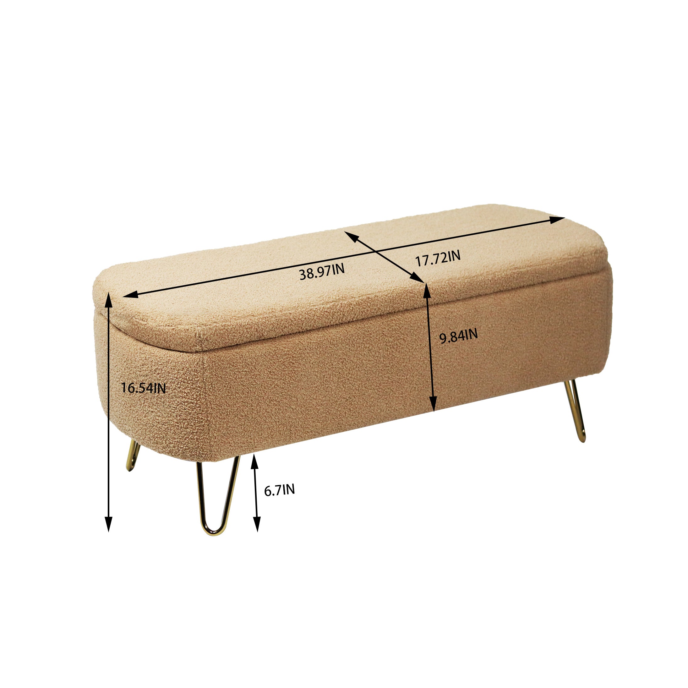 Camel Storage Ottoman Bench for End of Bed Gold Legs