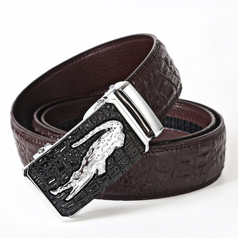 Ceinture en cuir véritable à motif crocodile